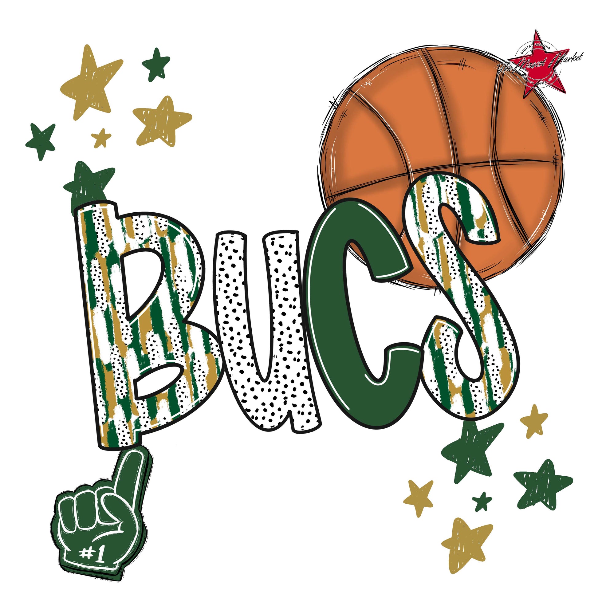 Bucs Basketball Scrape-Green & Gold