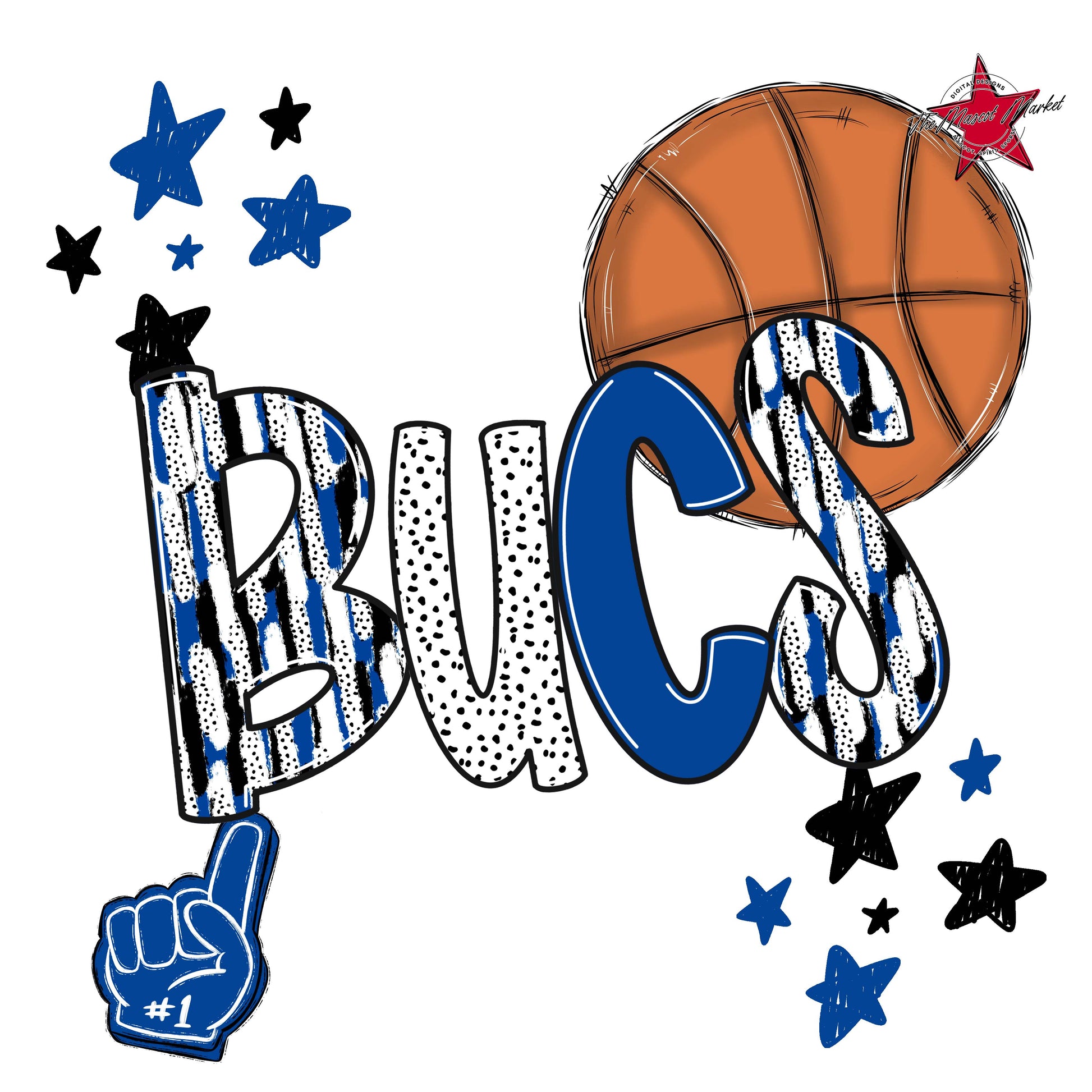 Bucs Basketball Scrape-Off Blue