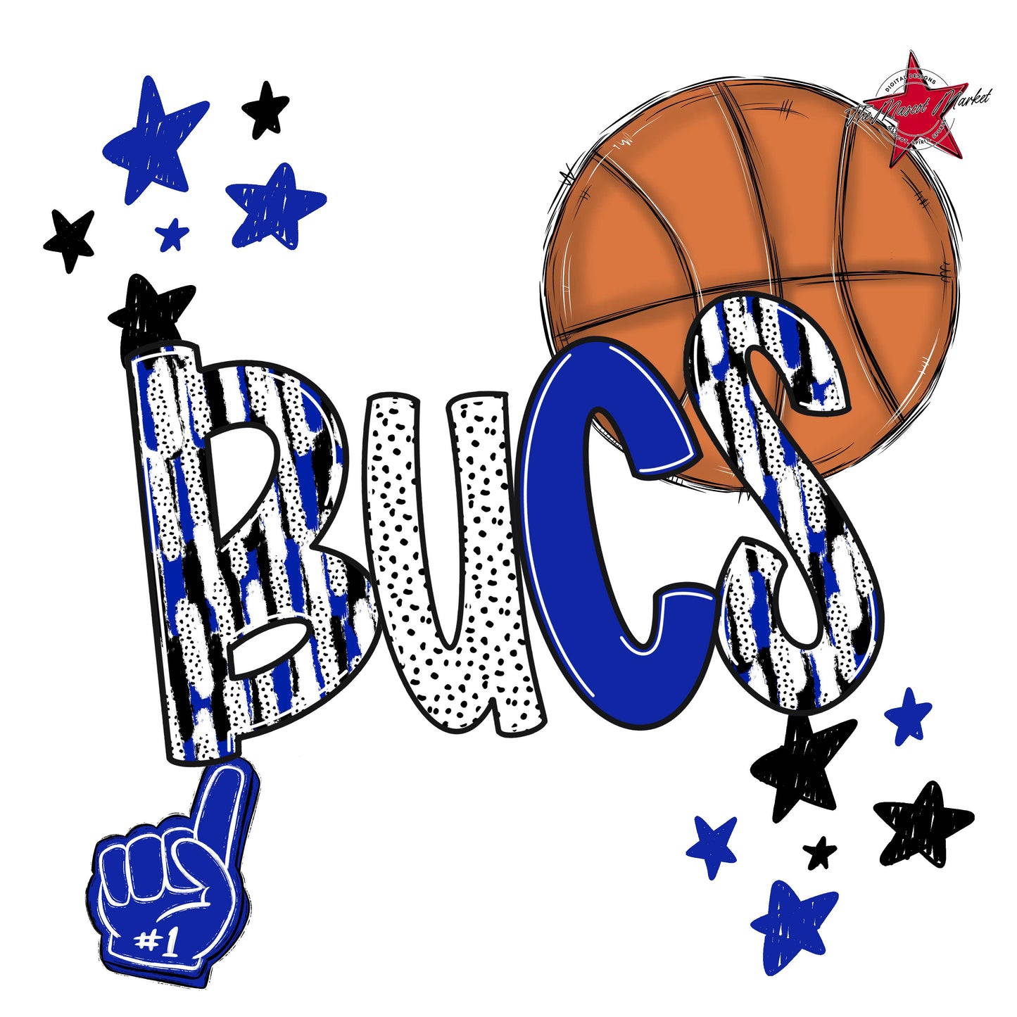 Bucs Basketball Scrape-Royal Blue