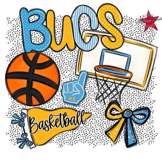 Bucs Basketball Spirit-Carolina Blue & Yellow
