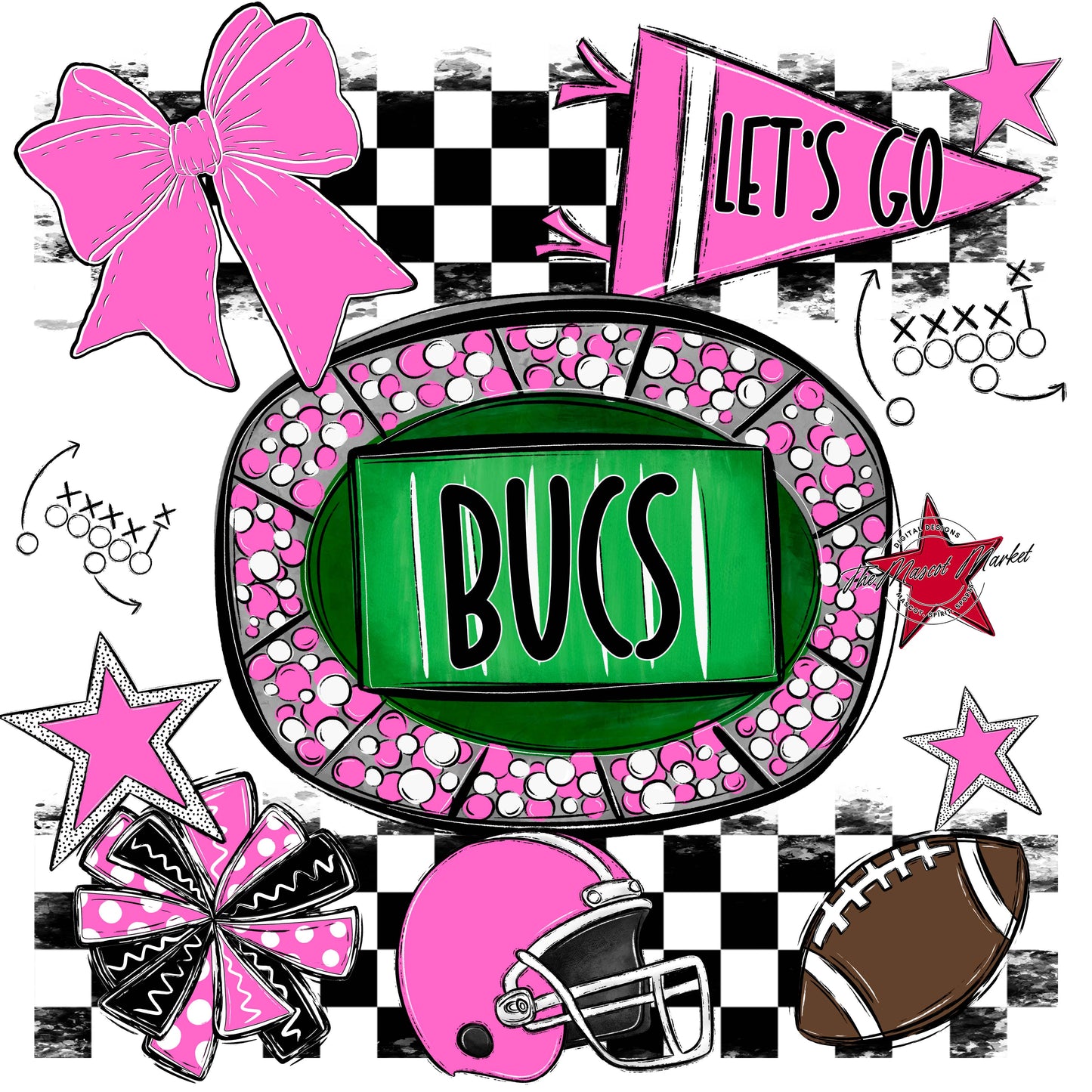 Bucs Checkers Spirit Design-Baby Pink