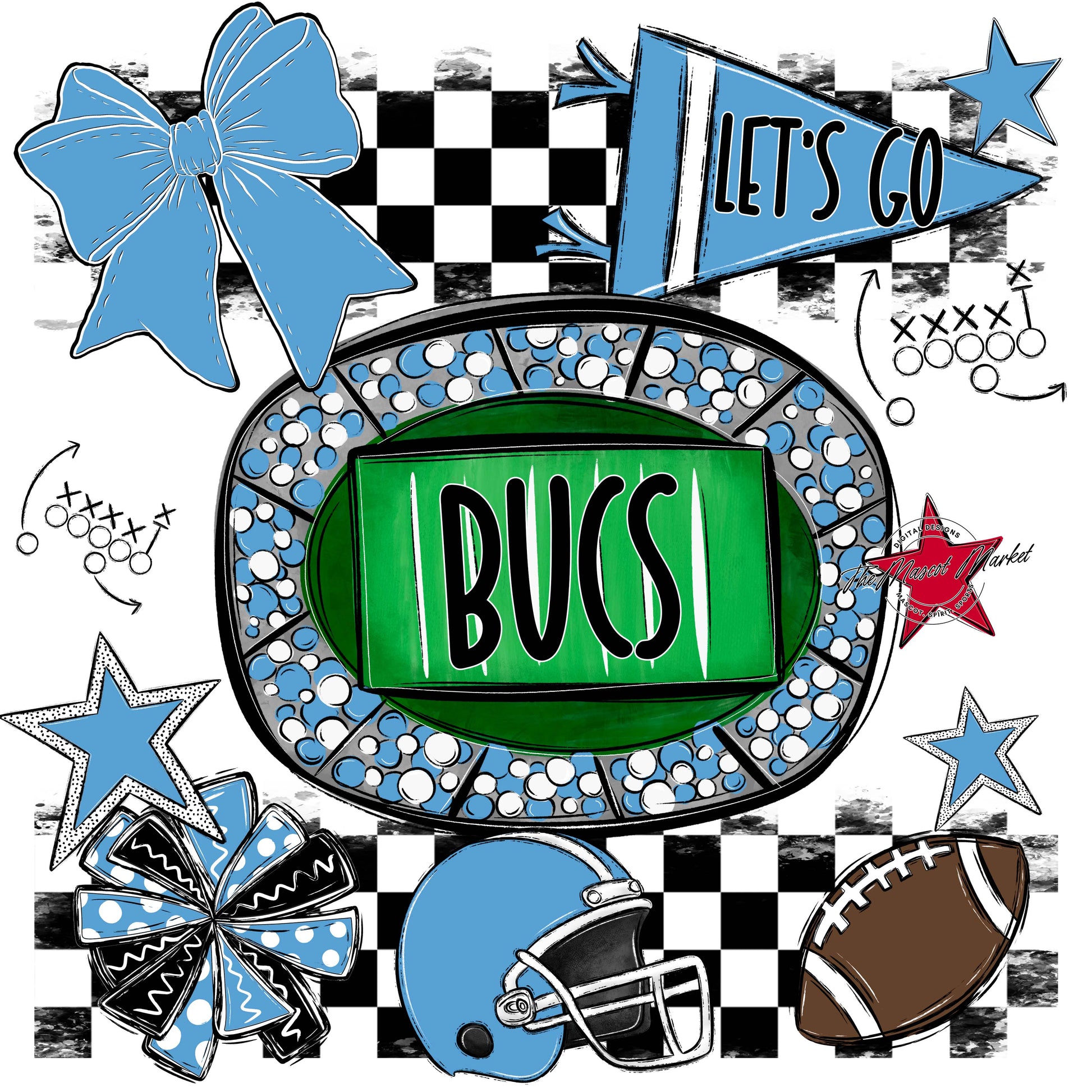 Bucs Checkers Spirit Design-Carolina Blue