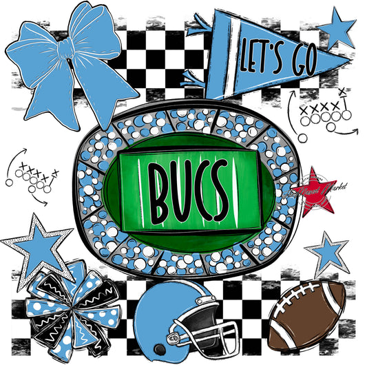 Bucs Checkers Spirit Design-Carolina Blue