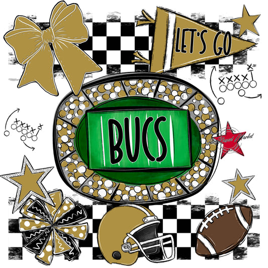 Bucs Checkers Spirit Design-Gold