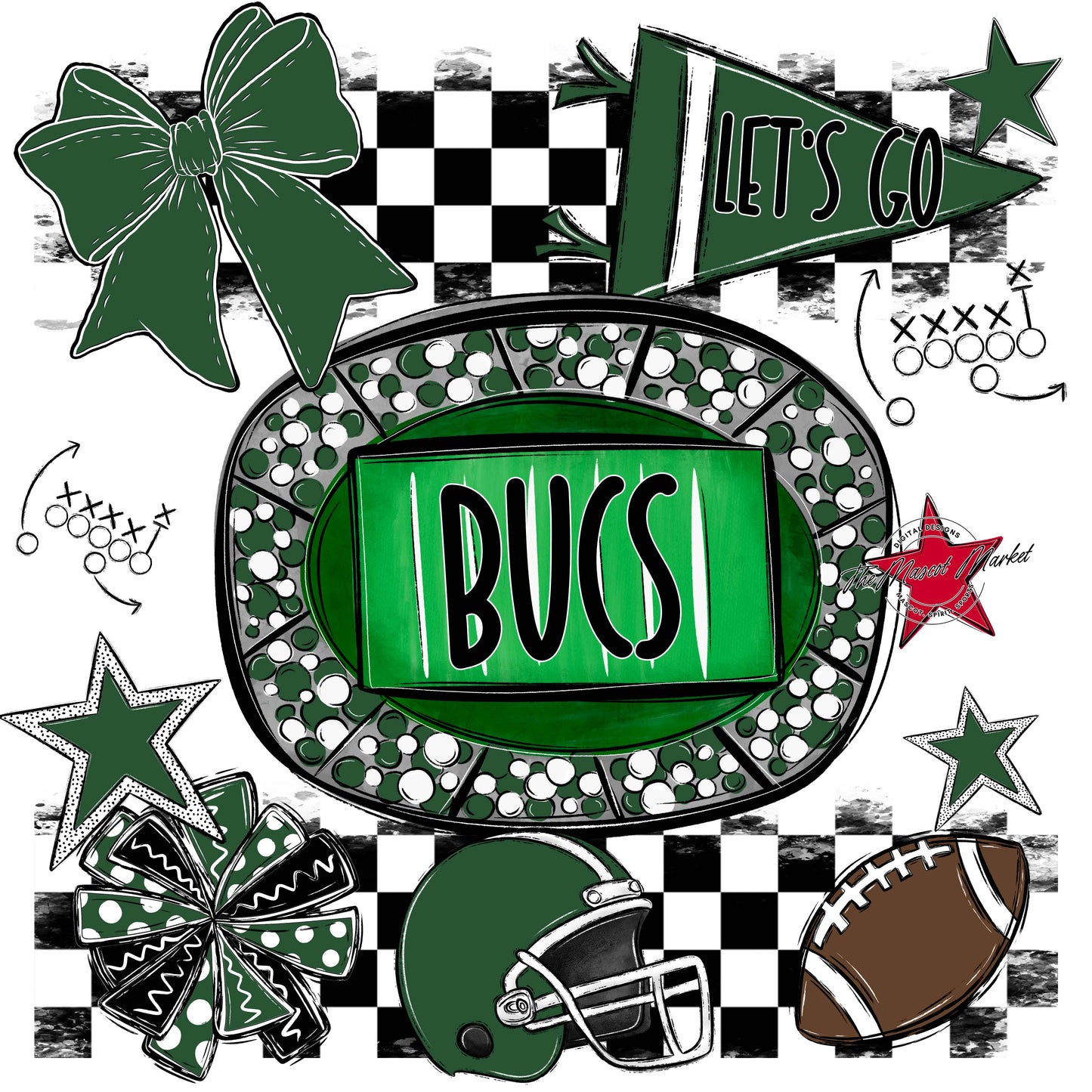 Bucs Checkers Spirit Design-Green