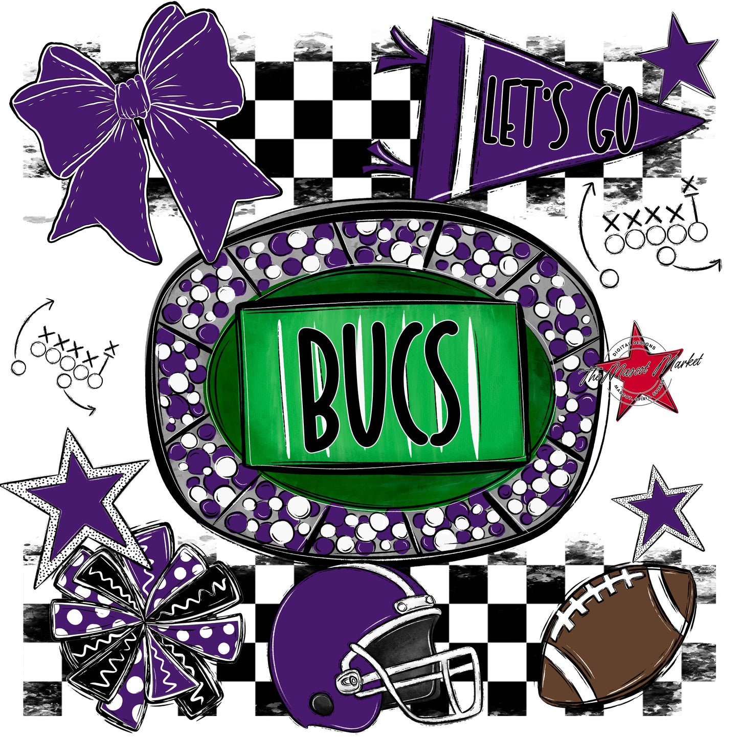 Bucs Checkers Spirit Design-Purple