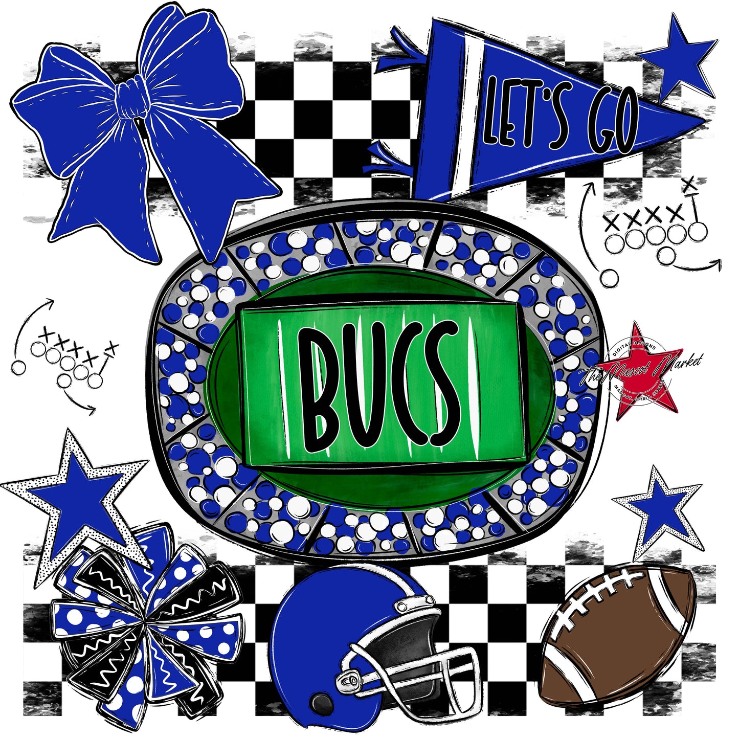 Bucs Checkers Spirit Design-Royal Blue