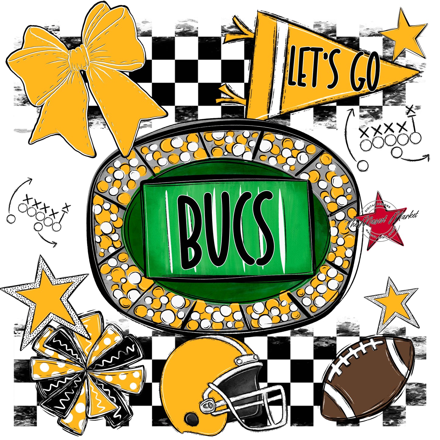 Bucs Checkers Spirit Design-Yellow