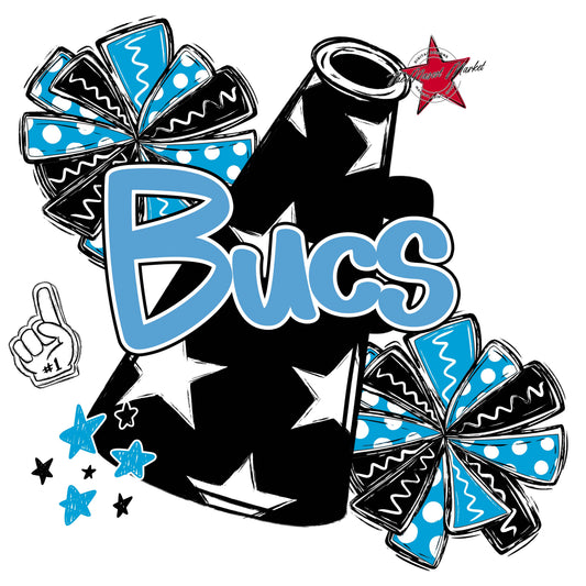 Bucs Cheer Megaphone Design-Carolina Blue