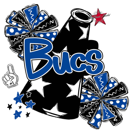 Bucs Cheer Megaphone Design-Off Blue