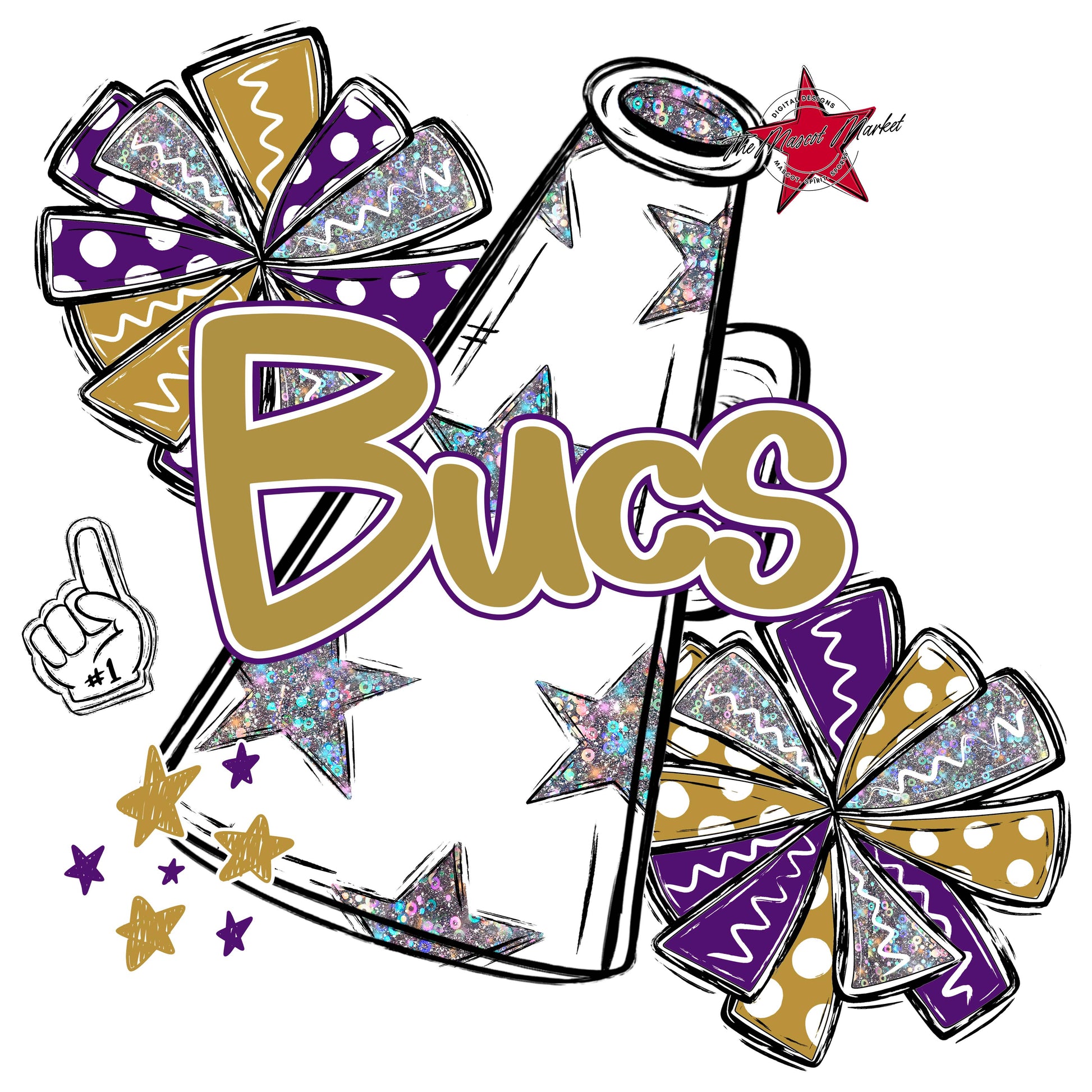Bucs Cheer Megaphone Design-Purple & Gold