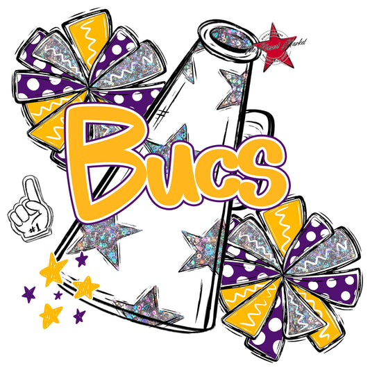 Bucs Cheer Megaphone Design-Purple & Yellow
