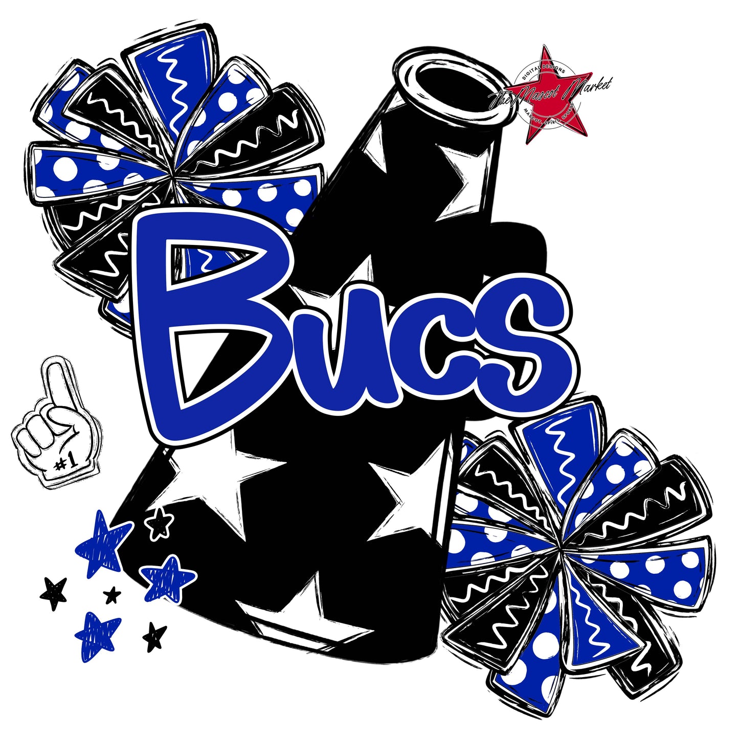 Bucs Cheer Megaphone Design-Royal Blue