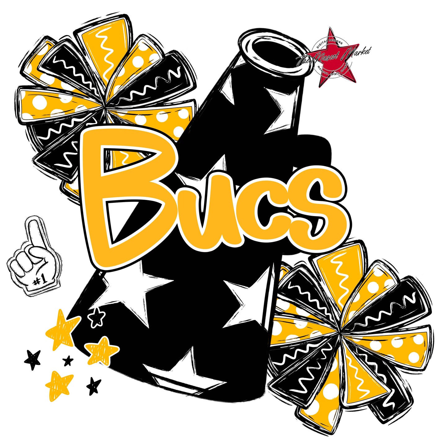 Bucs Cheer Megaphone Design-Yellow