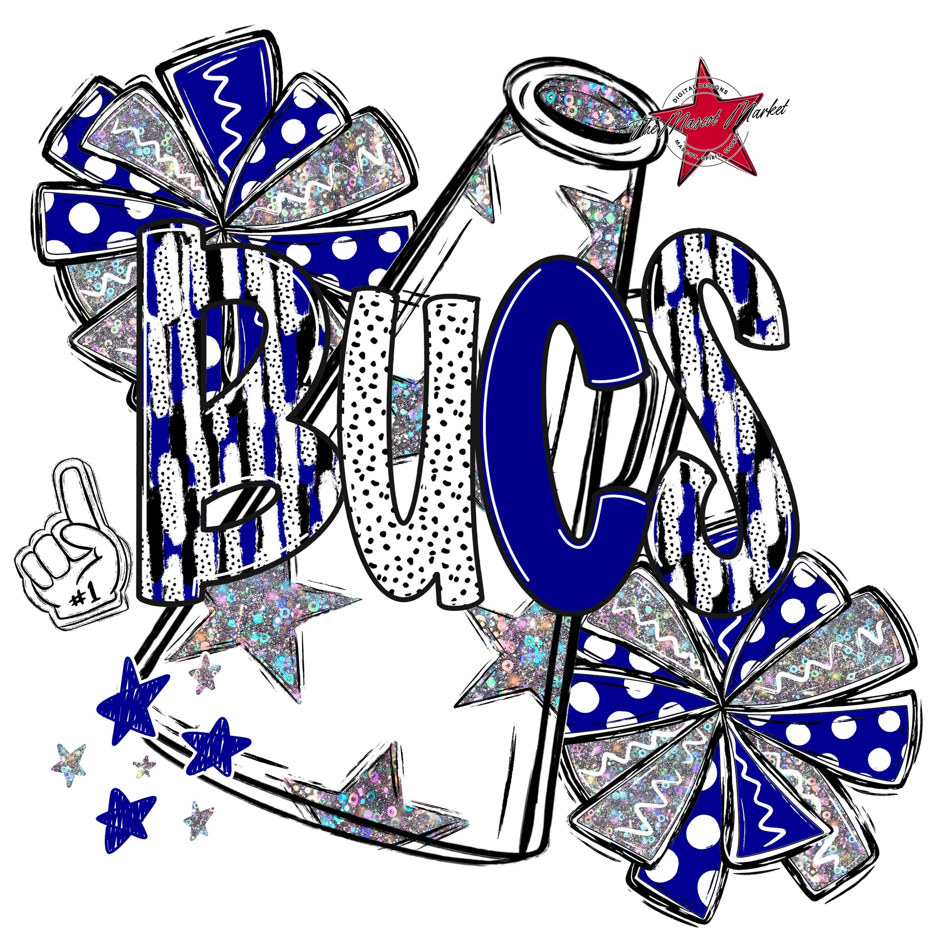 Bucs Cheer Megaphone Scrape-Blue