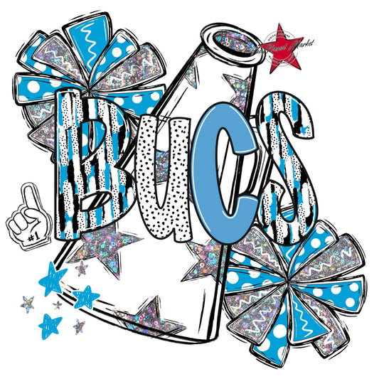 Bucs Cheer Megaphone Scrape-Carolina Blue