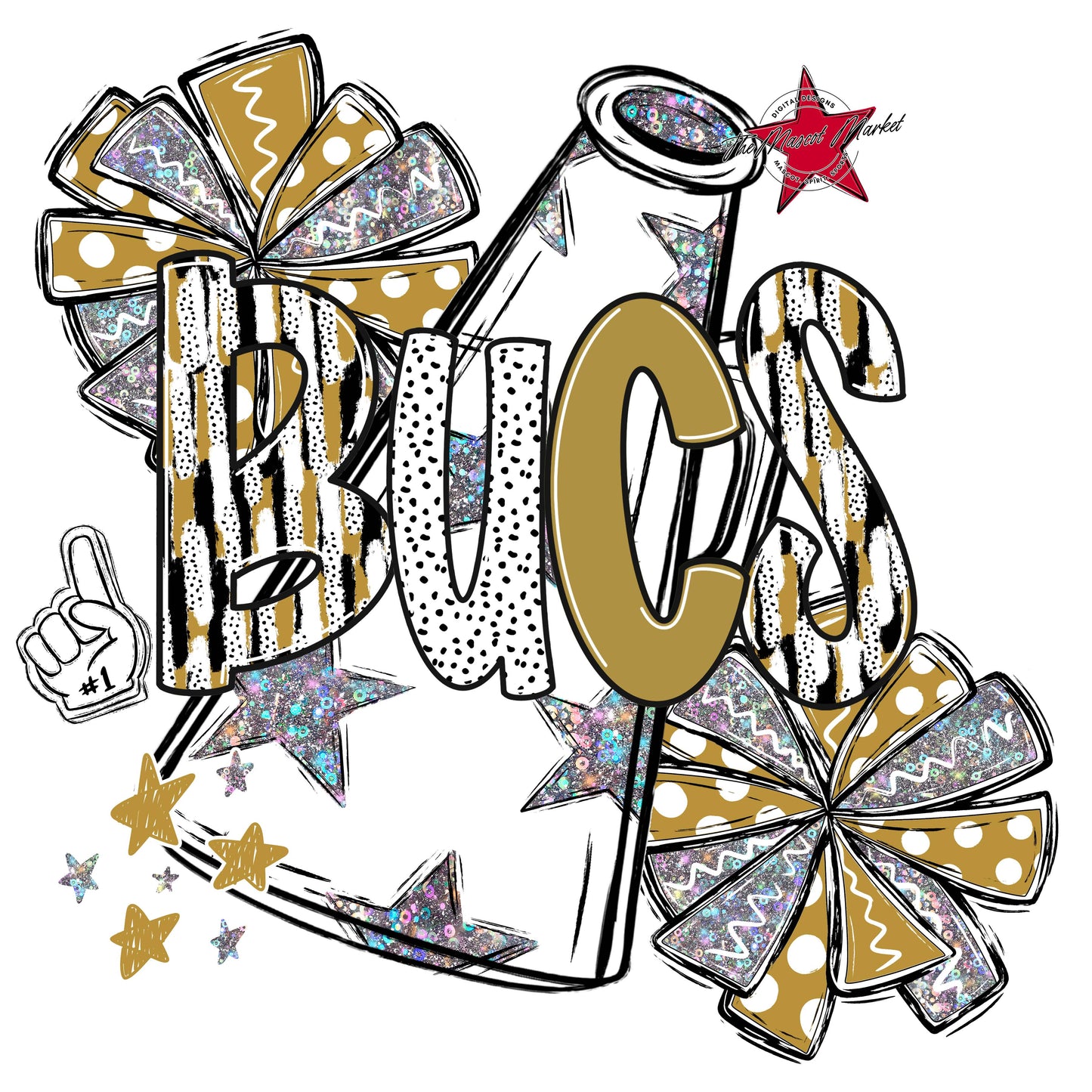 Bucs Cheer Megaphone Scrape-Gold
