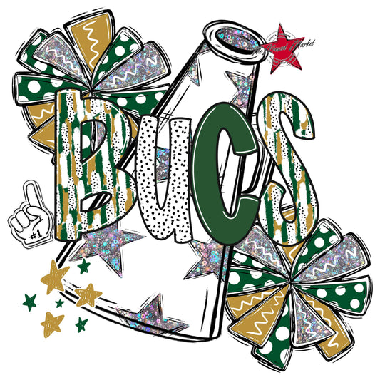 Bucs Cheer Megaphone Scrape-Green & Gold
