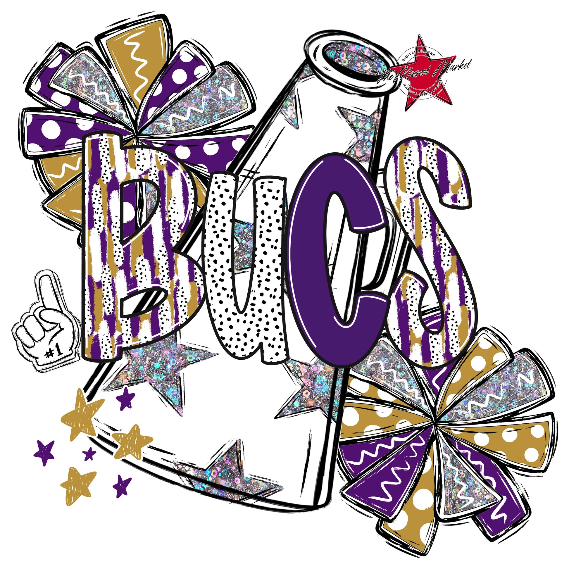 Bucs Cheer Megaphone Scrape-Purple & Gold