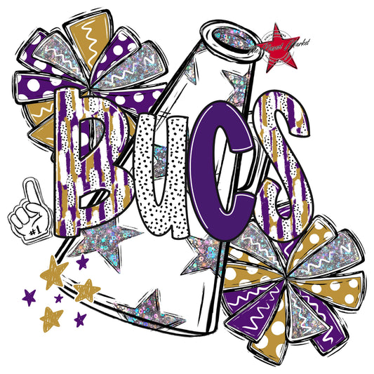 Bucs Cheer Megaphone Scrape-Purple & Gold