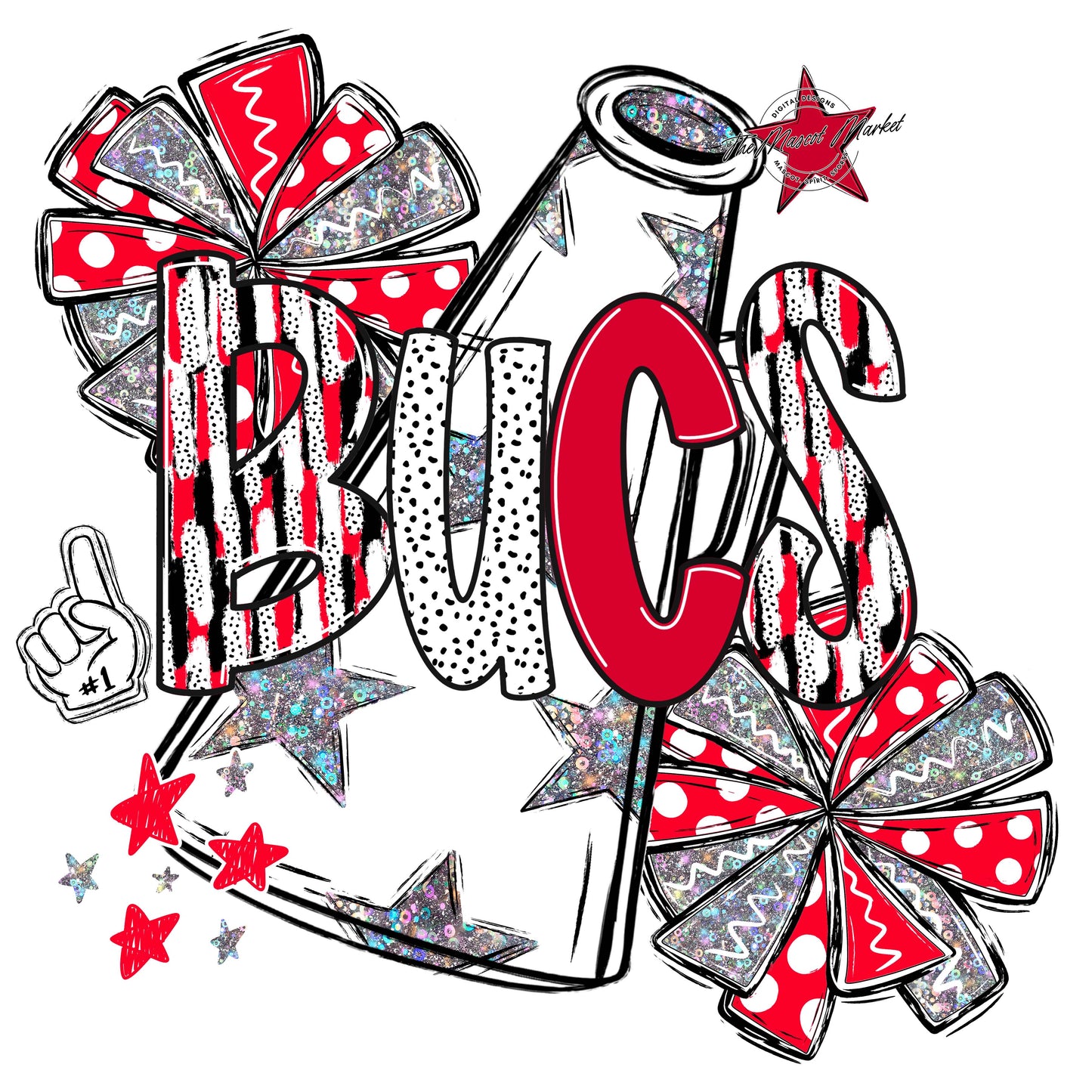 Bucs Cheer Megaphone Scrape-Red