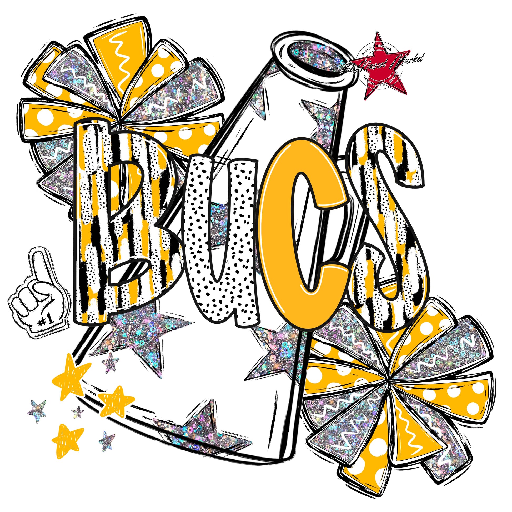 Bucs Cheer Megaphone Scrape-Yellow
