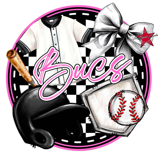 Bucs Circle Baseball Frame-Baby Pink