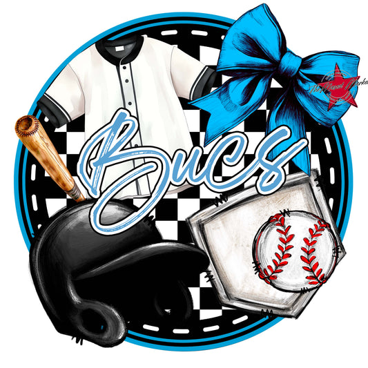 Bucs Circle Baseball Frame-Carolina Blue