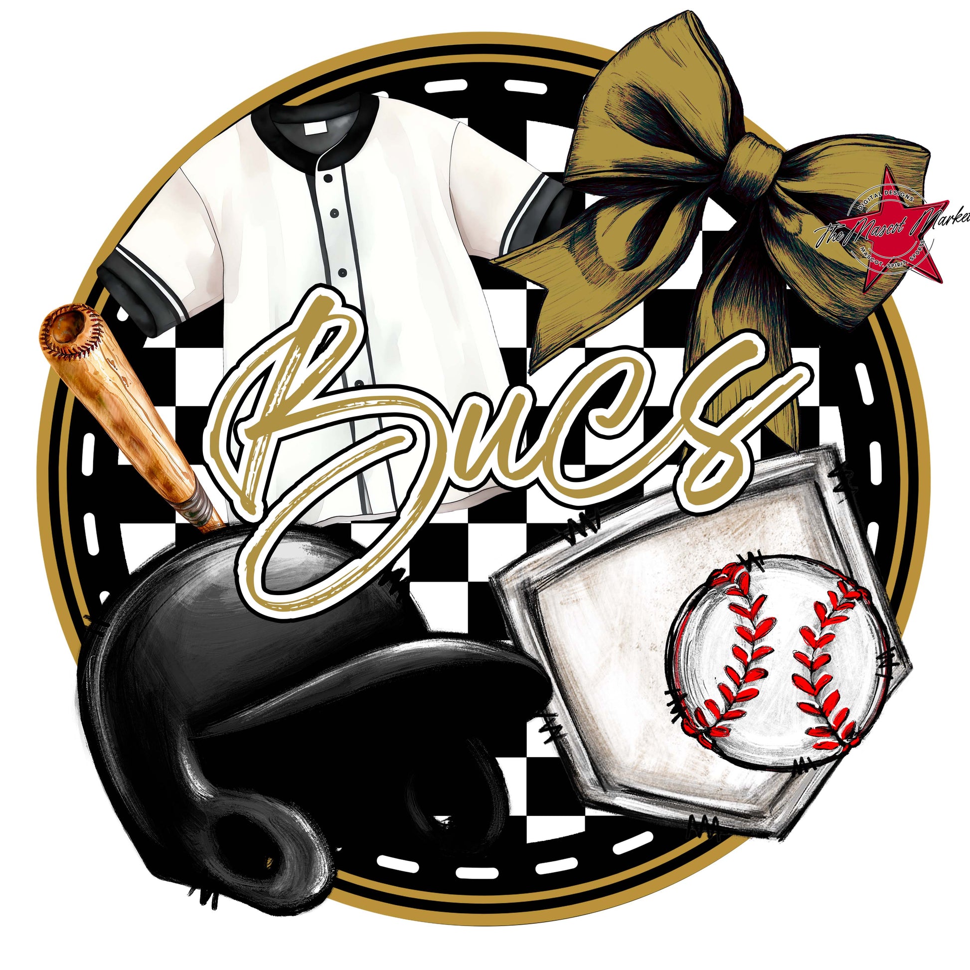 Bucs Circle Baseball Frame-Gold