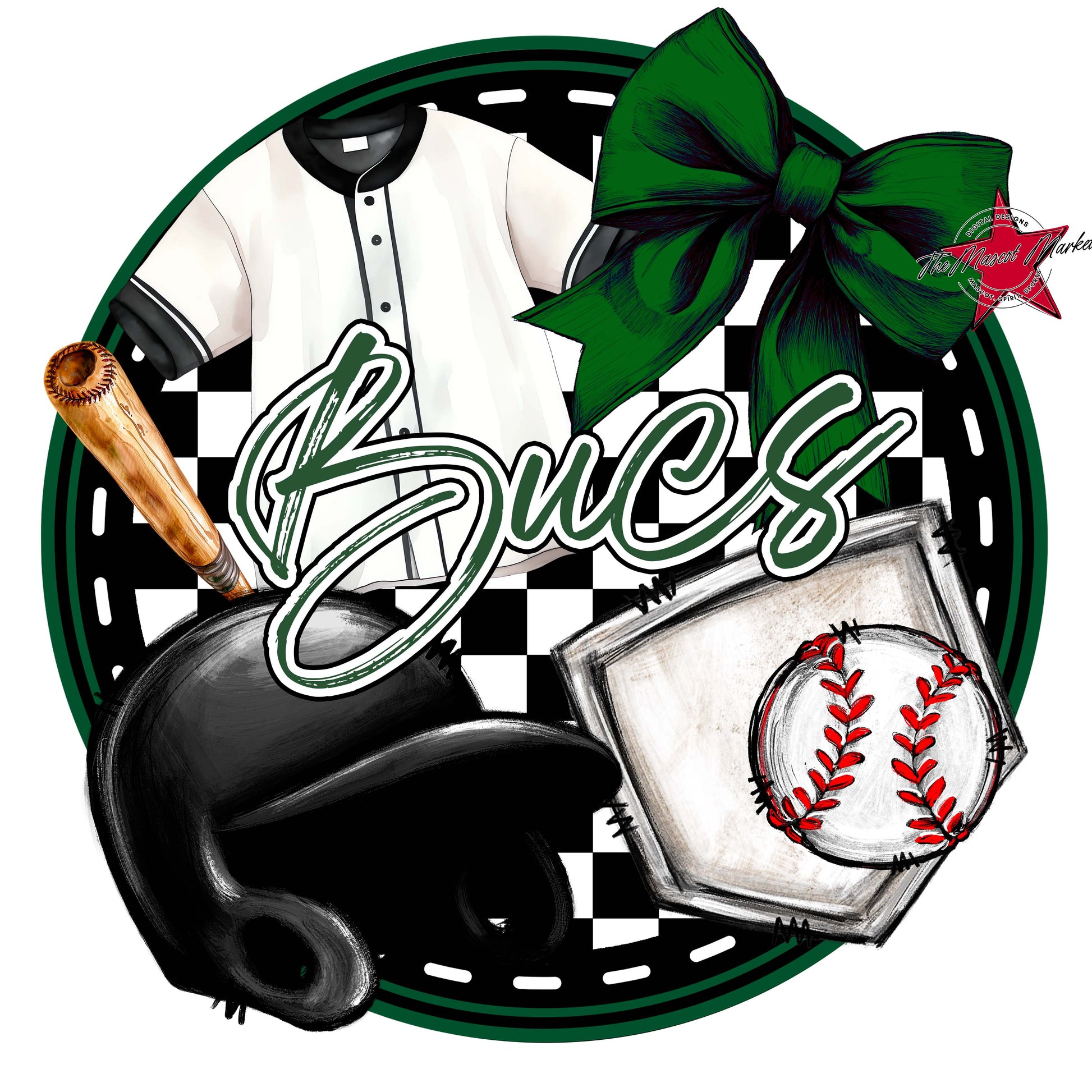 Bucs Circle Baseball Frame-Green