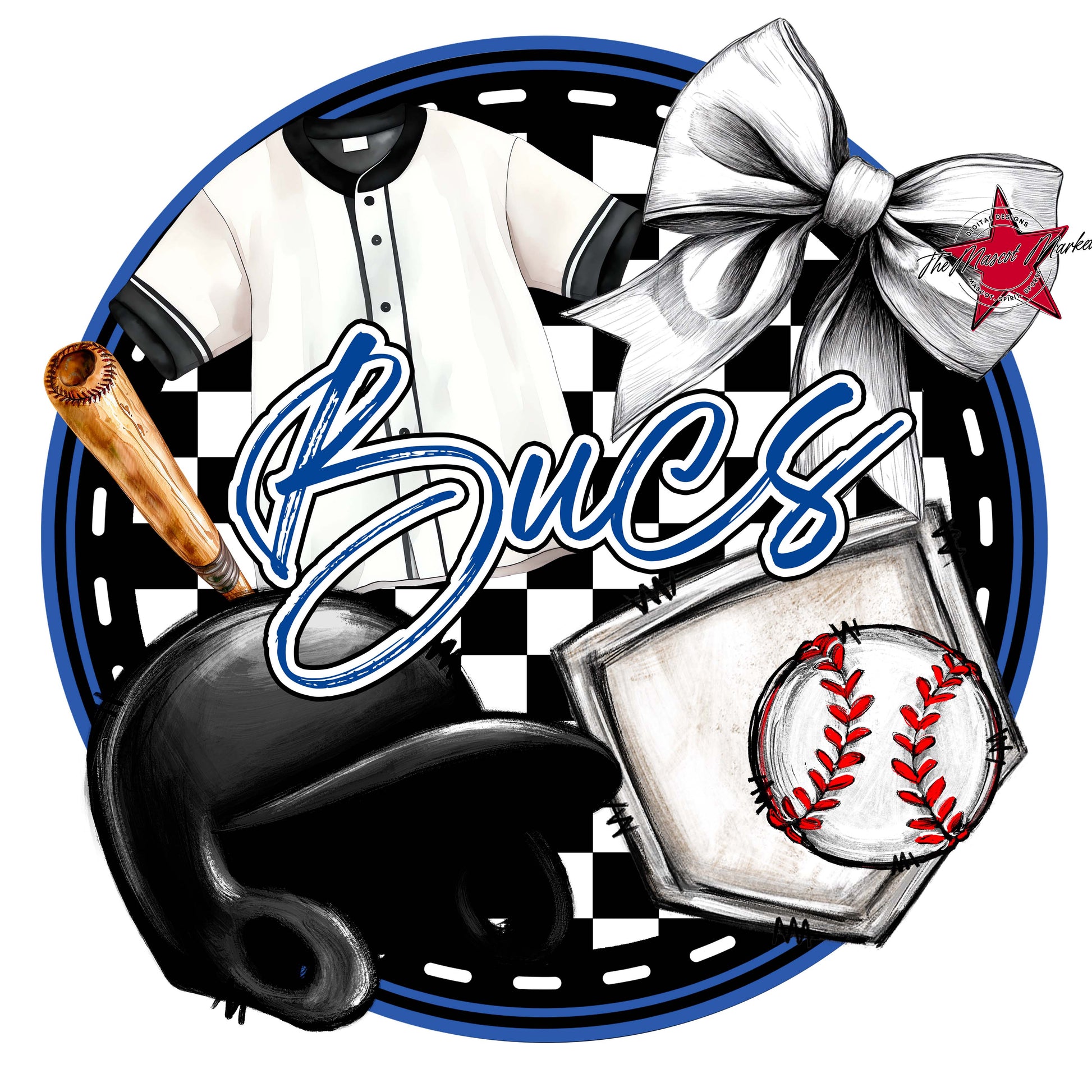 Bucs Circle Baseball Frame-Off Blue