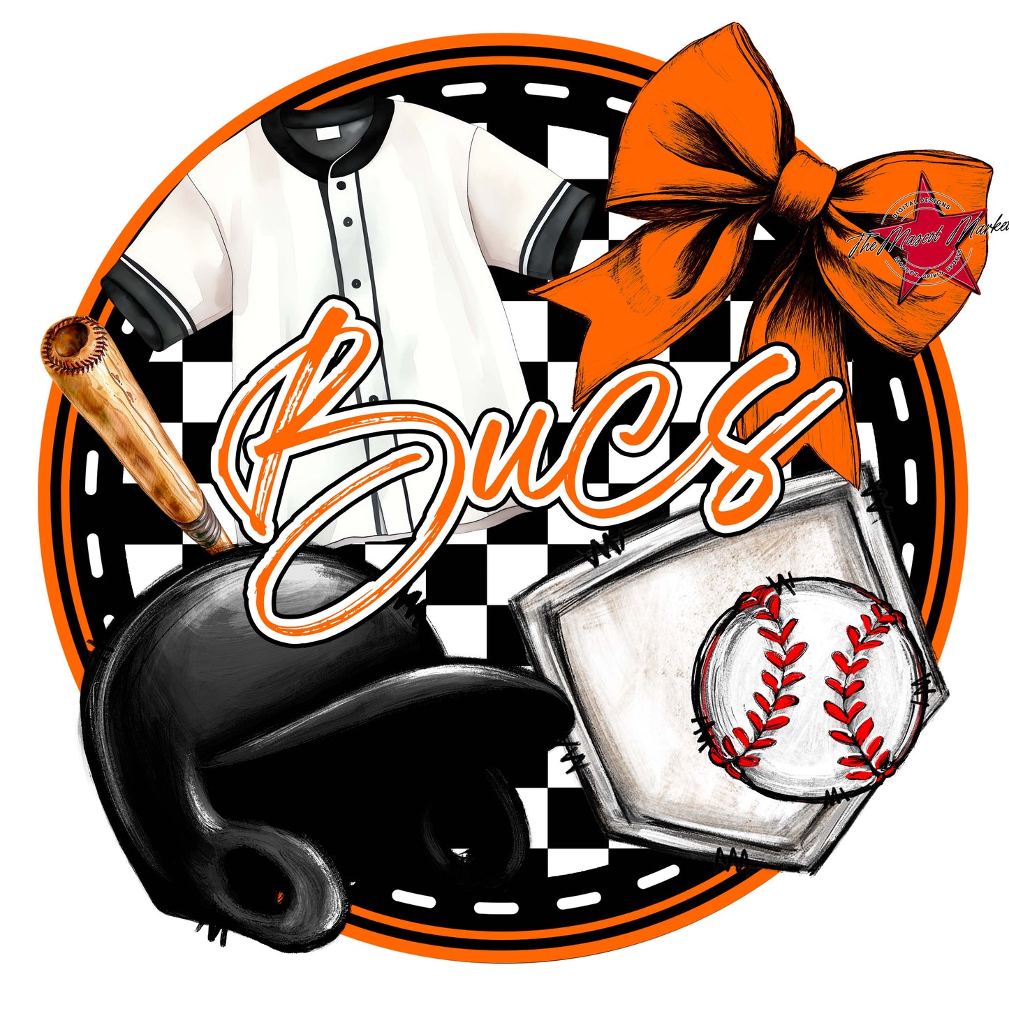 Bucs Circle Baseball Frame-Orange