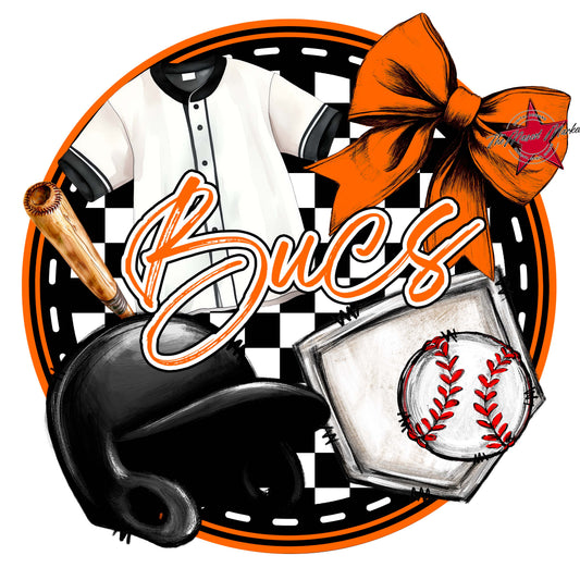 Bucs Circle Baseball Frame-Orange