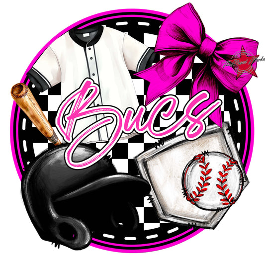 Bucs Circle Baseball Frame-Pink