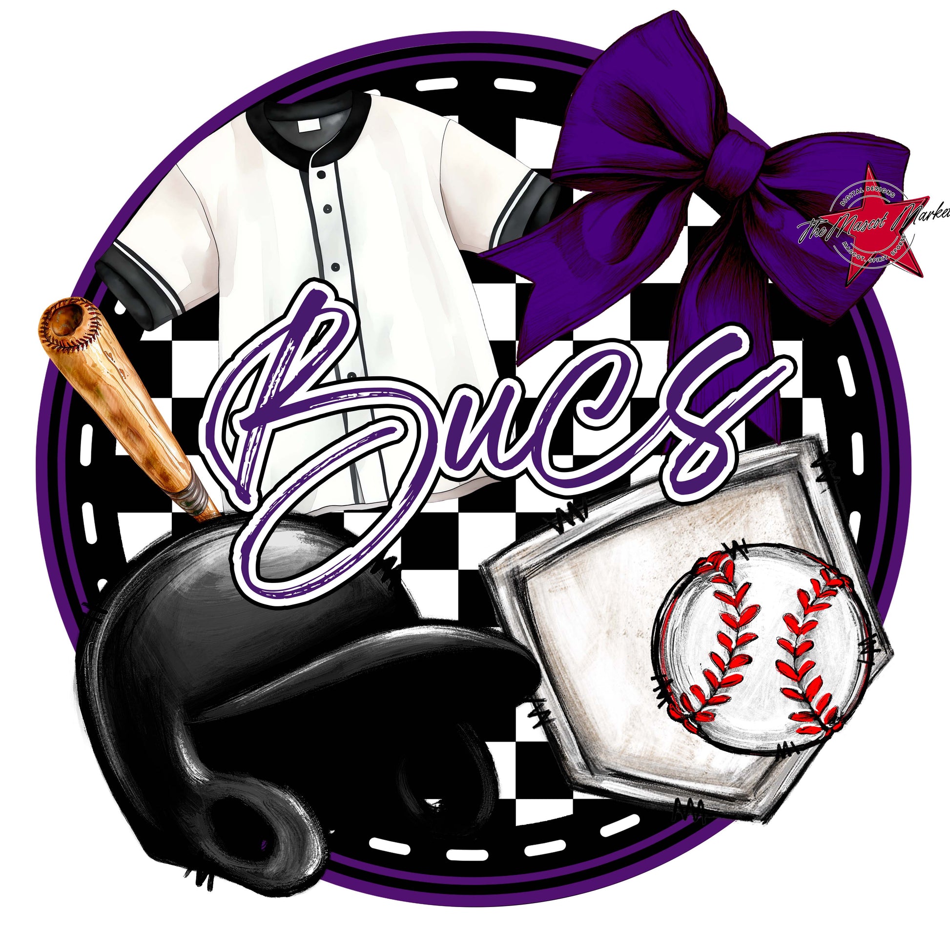Bucs Circle Baseball Frame-Purple