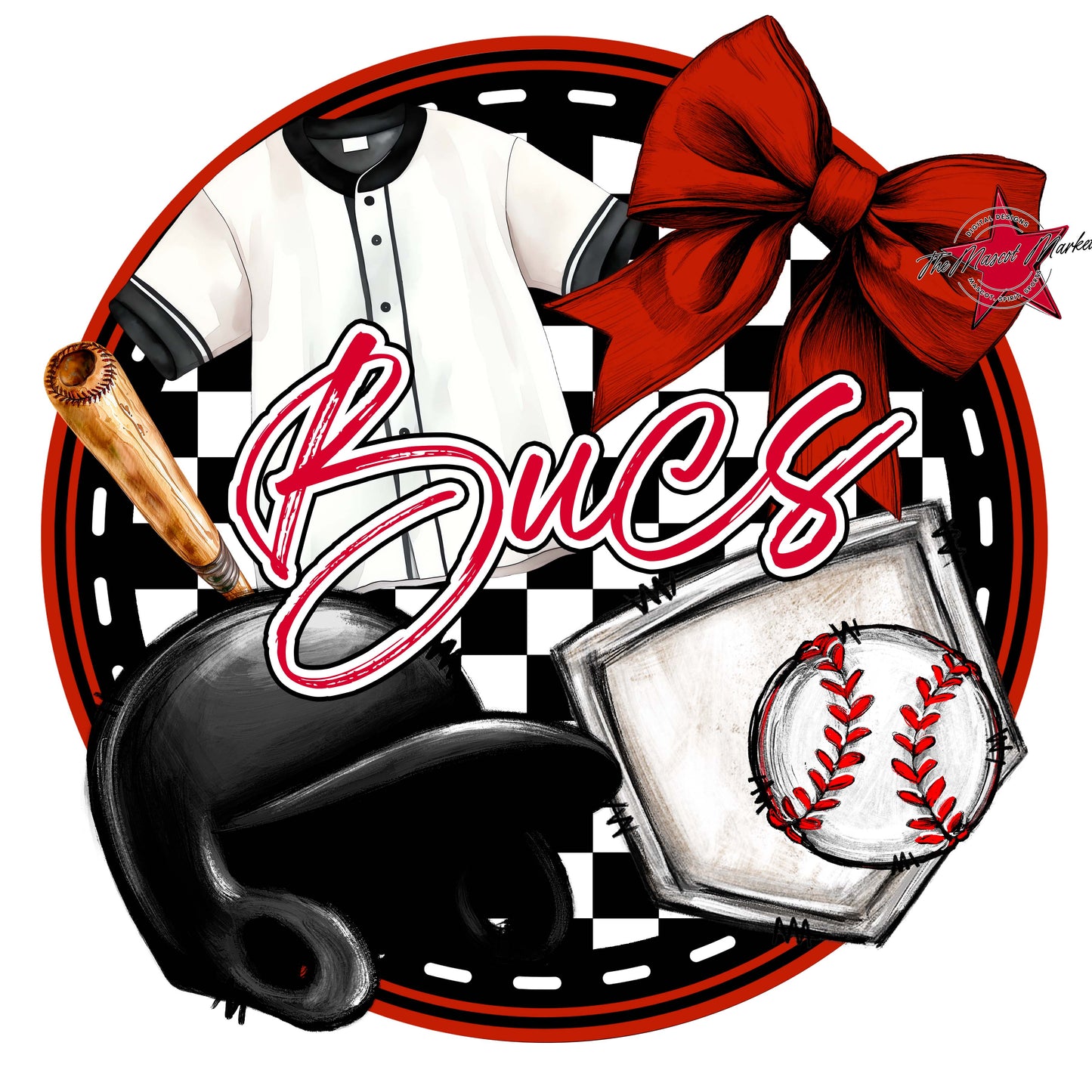Bucs Circle Baseball Frame-Red