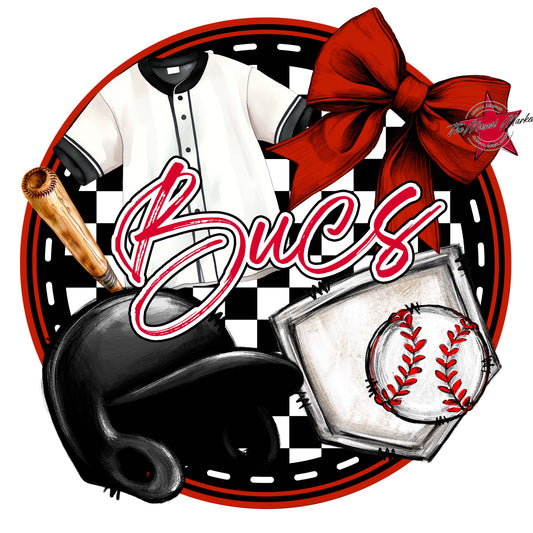 Bucs Circle Baseball Frame-Red