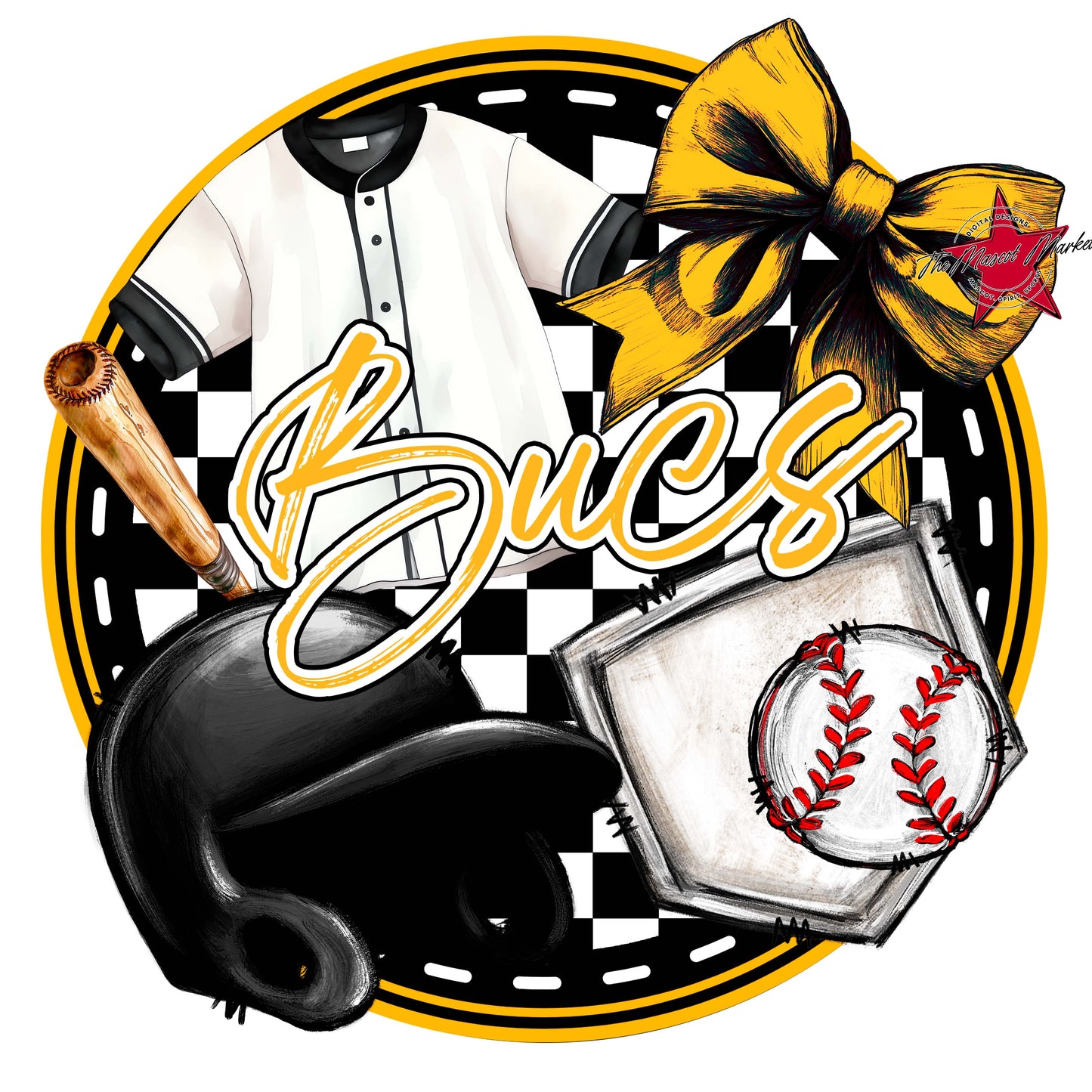 Bucs Circle Baseball Frame-Yellow