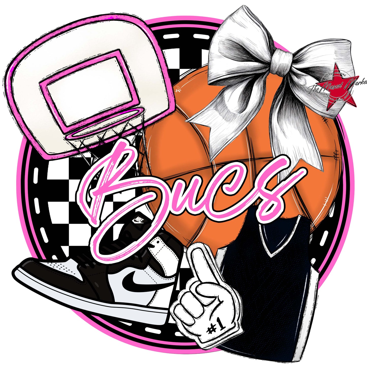 Bucs Circle Basketball Frame-Baby Pink