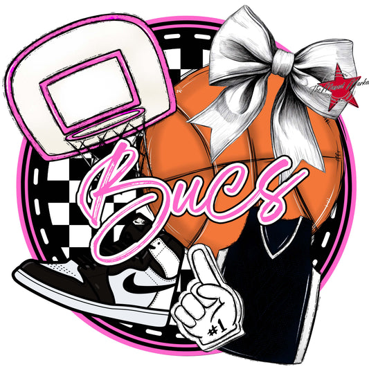 Bucs Circle Basketball Frame-Baby Pink
