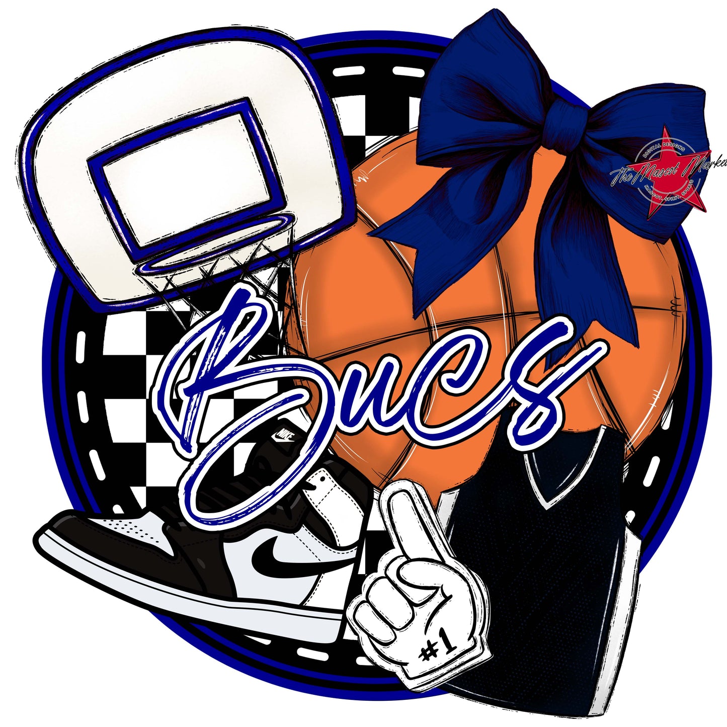 Bucs Circle Basketball Frame-Blue