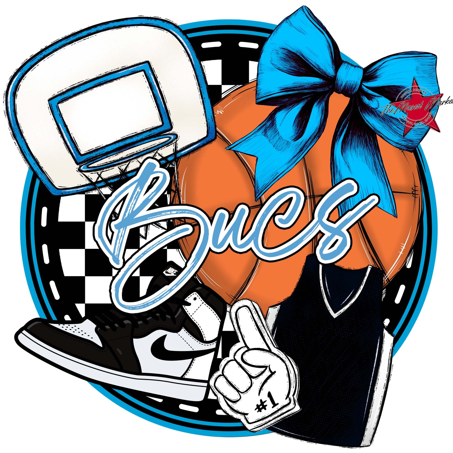 Bucs Circle Basketball Frame-Carolina Blue