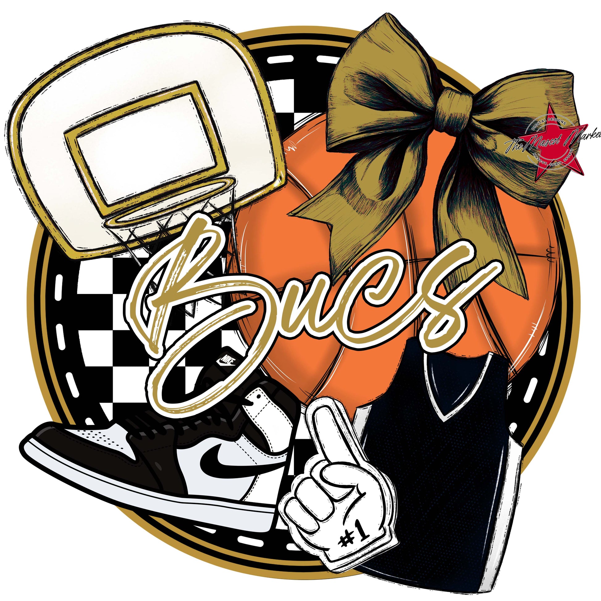 Bucs Circle Basketball Frame-Gold