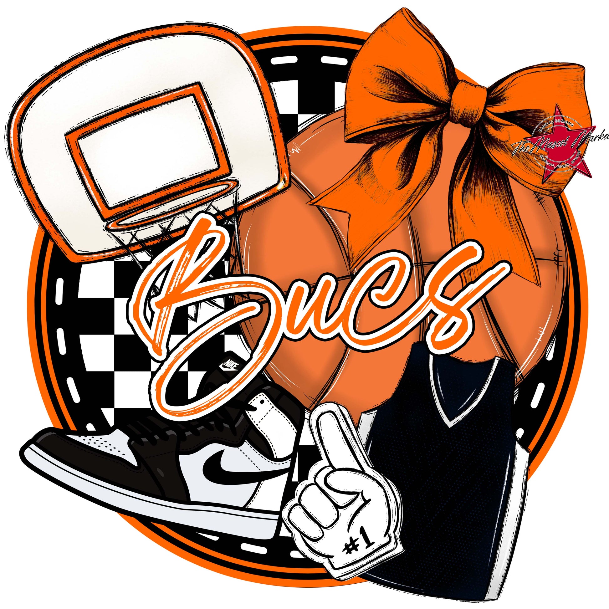 Bucs Circle Basketball Frame-Orange