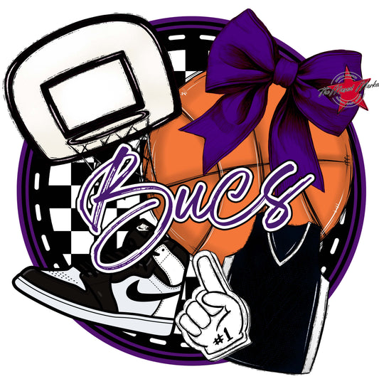 Bucs Circle Basketball Frame-Purple