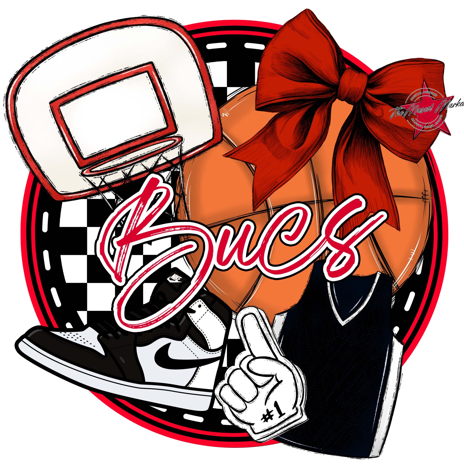 Bucs Circle Basketball Frame-Red