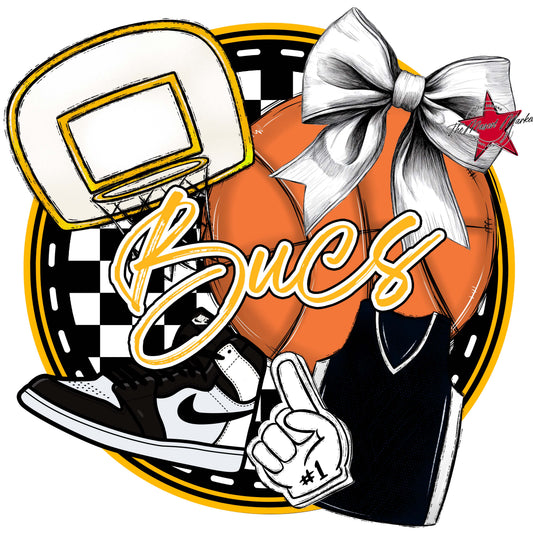 Bucs Circle Basketball Frame-Yellow
