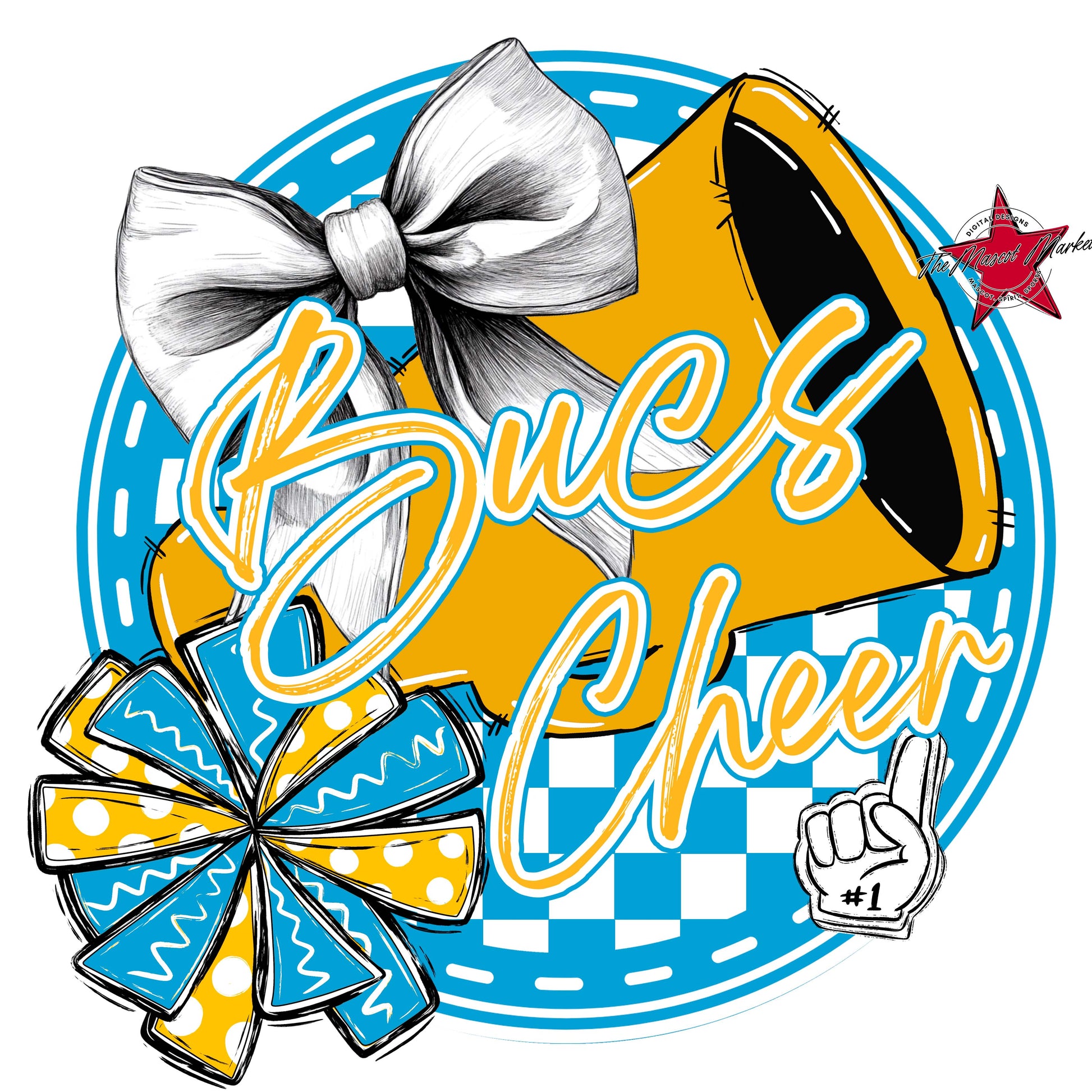 Bucs Circle Cheer Frame-Carolina Blue & Yellow