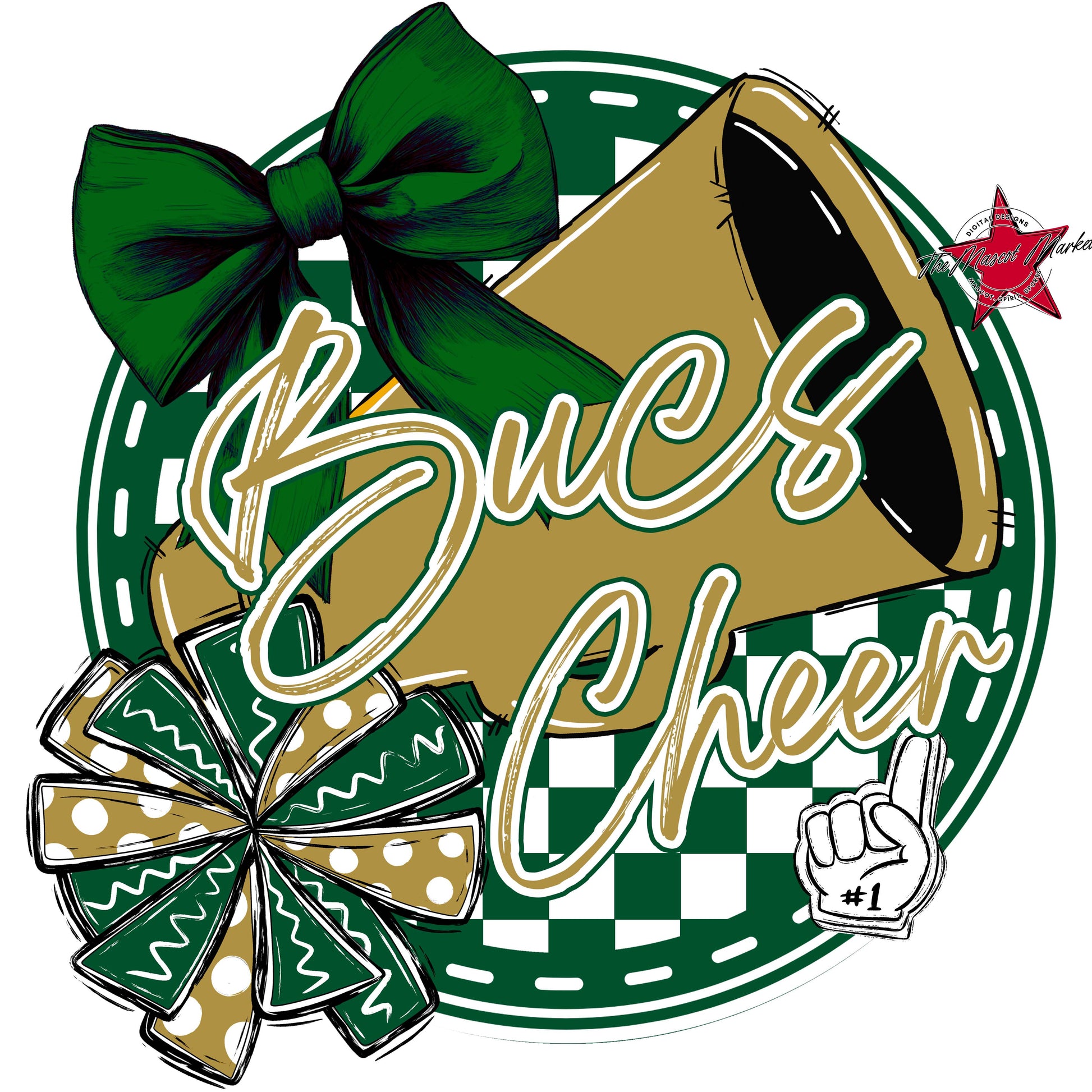 Bucs Circle Cheer Frame-Green & Gold