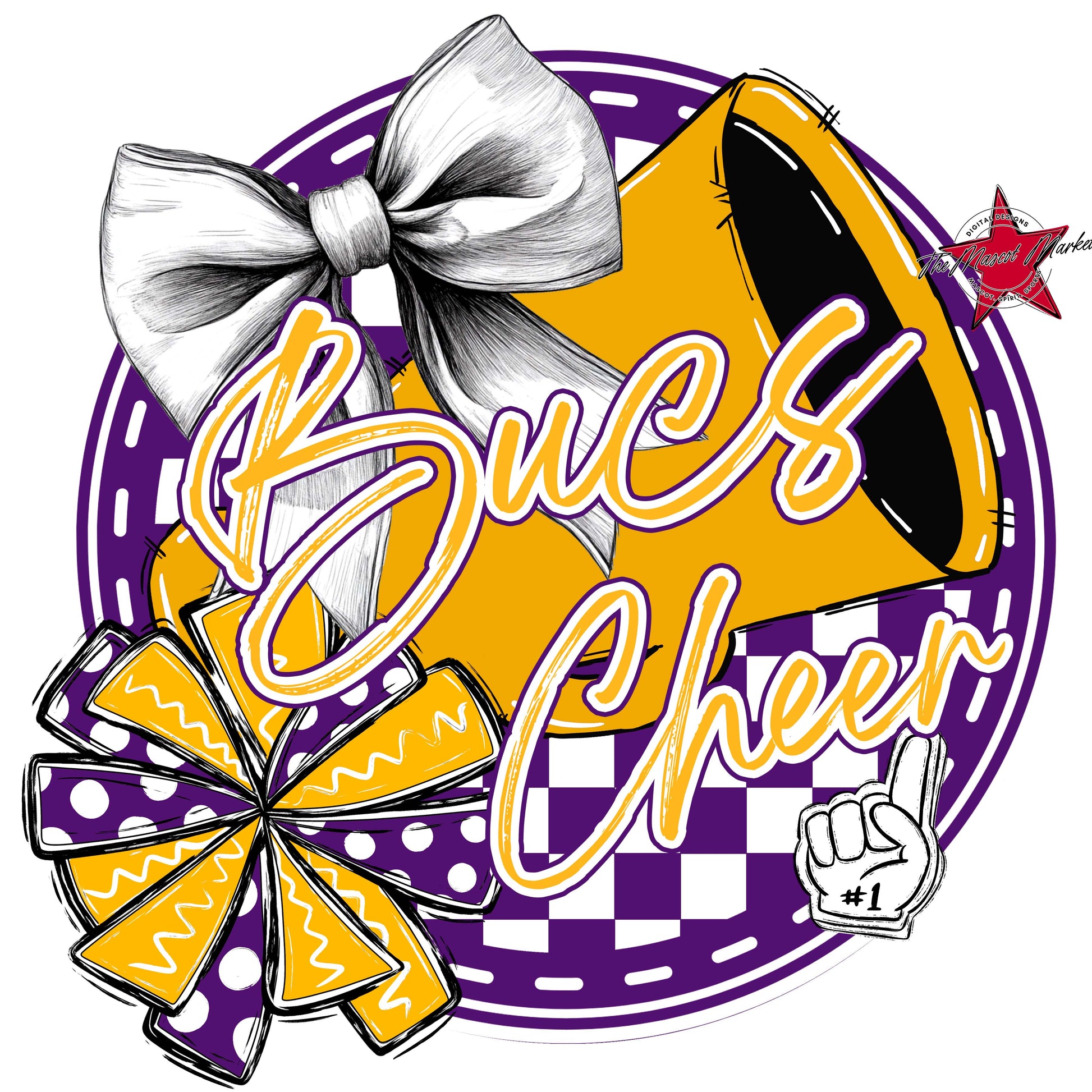 Bucs Circle Cheer Frame-Purple & Yellow